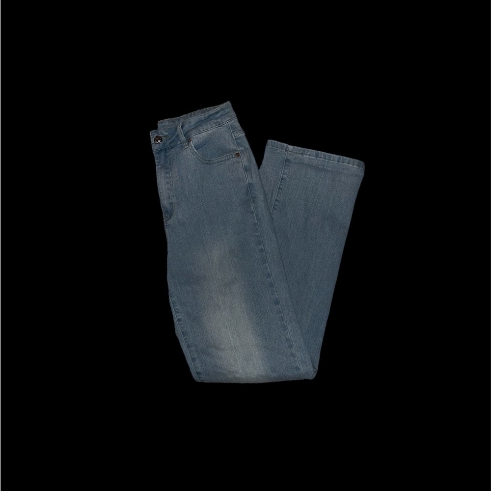 Classic Gray Straight-Leg Denim Jeans, Size Small.